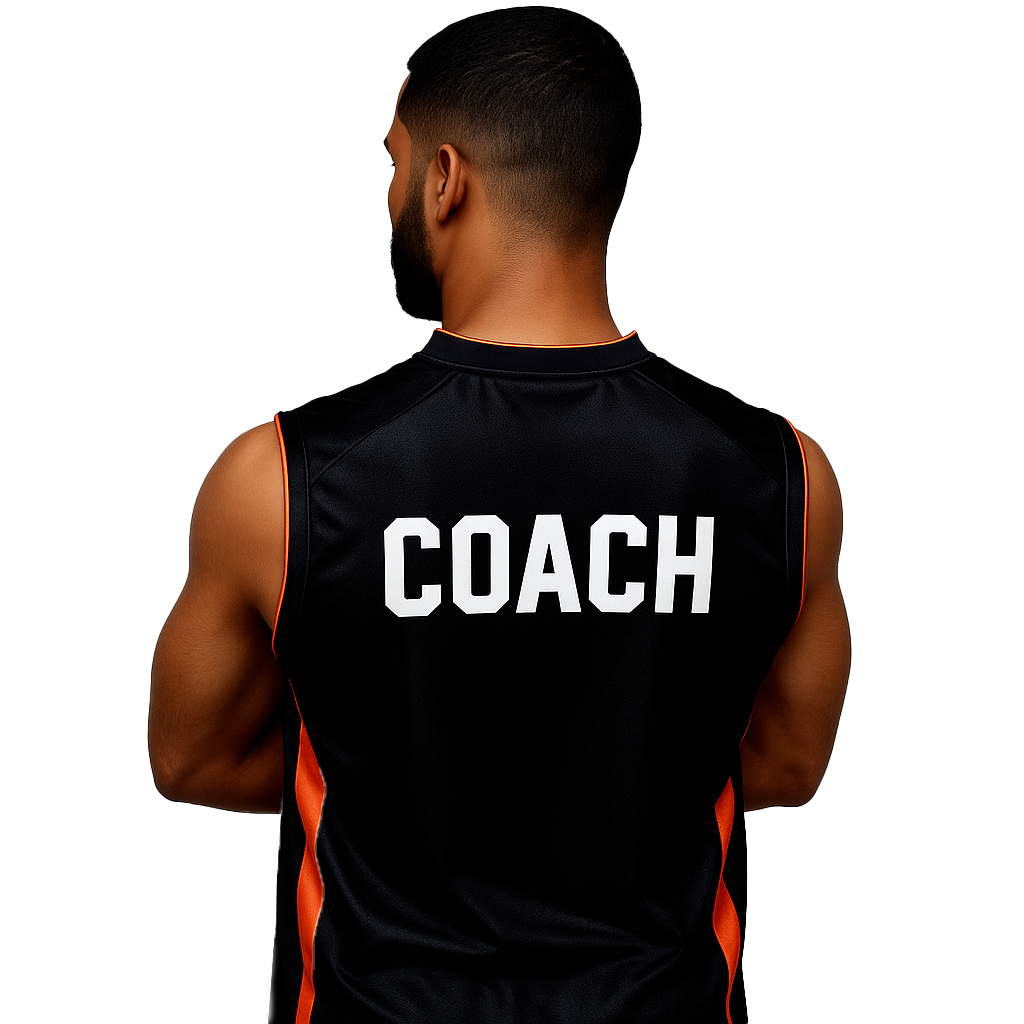 Coach JOKER vu de dos, tee-shirt avec inscription Coach – Confiance et dépassement de soi